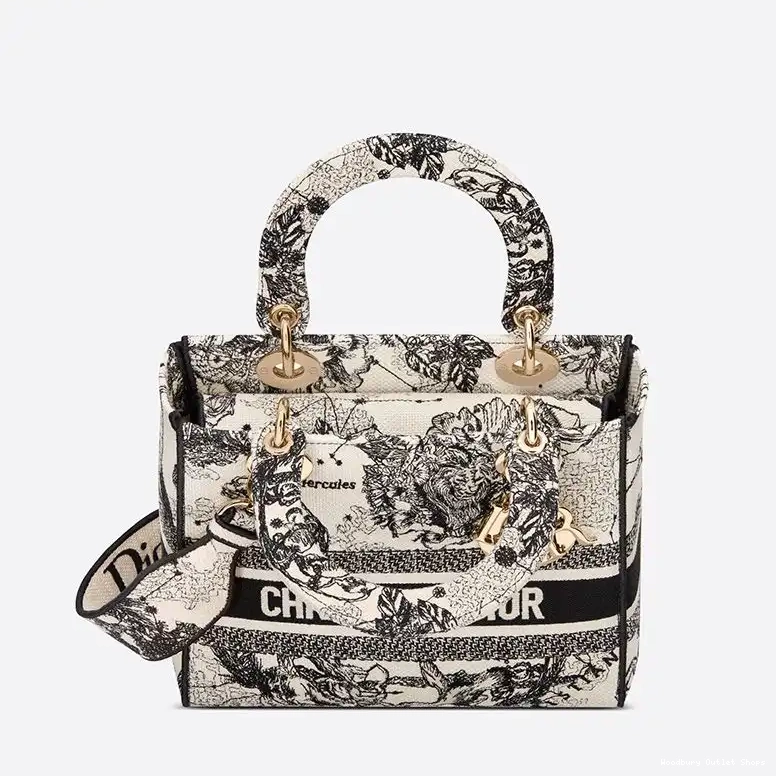 Cheap Motif Medium Jouy Toile D-lite Lady Canvas Bag White Zodiac de 0412 Hot Sale